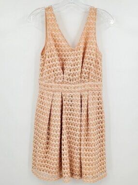 BCBGeneration Crotchet V Back Cream Color Casual / Cocktail Dress